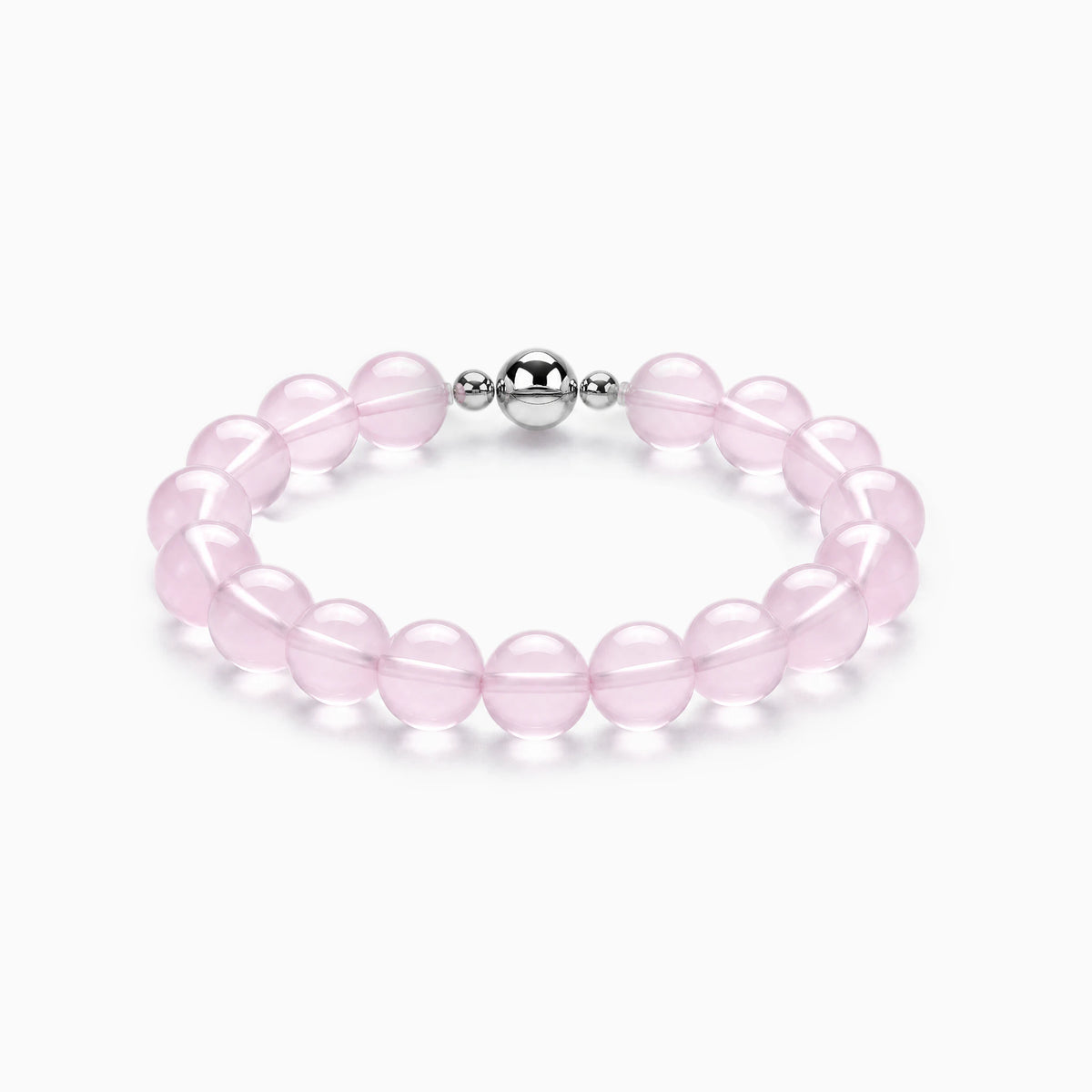 Rose Quartz Strand Bracelet with magnetic clasp, product image on a white background.