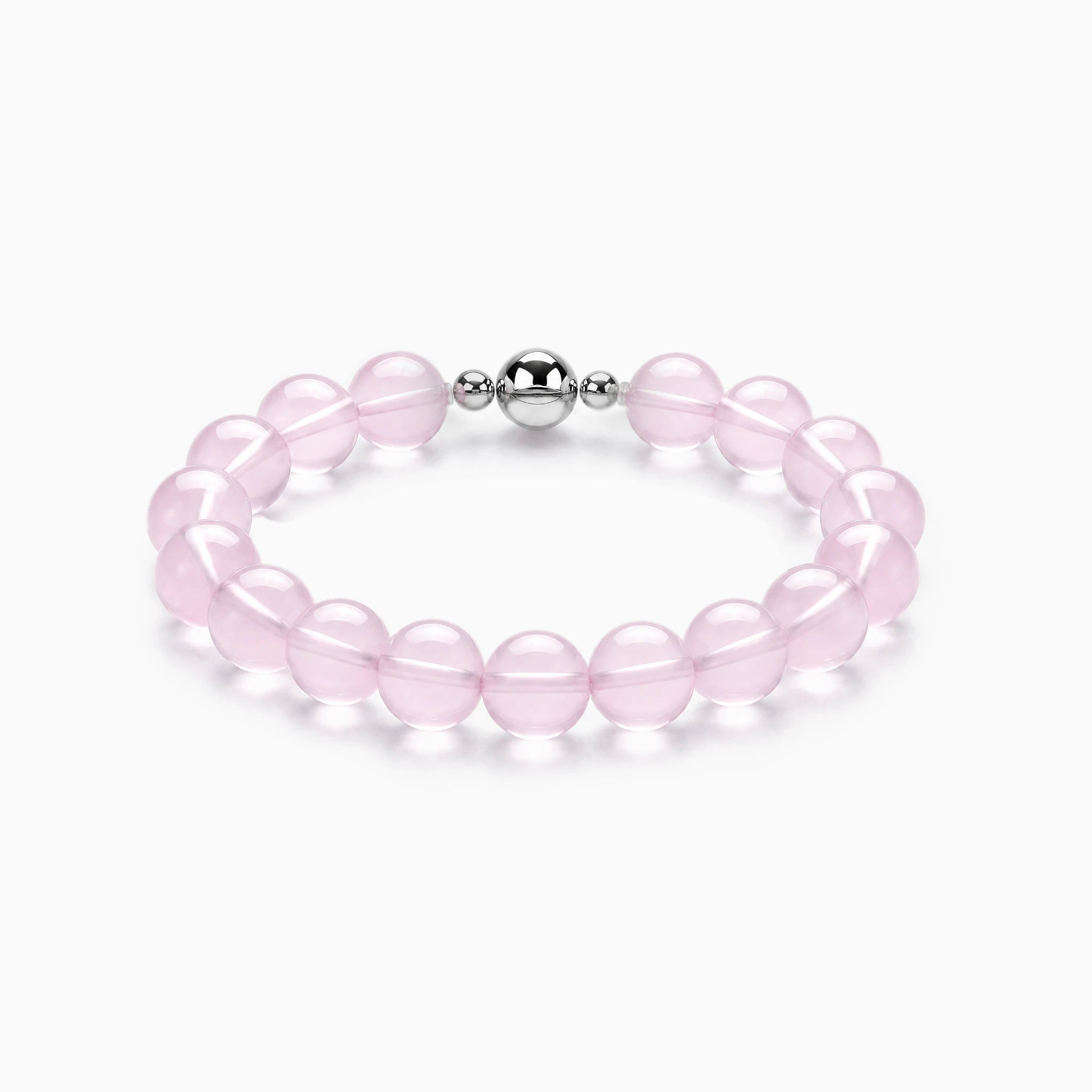Rose Quartz Strand Bracelet with magnetic clasp, product image on a white background.