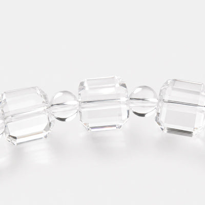Clear Quartz Bracelet close-up — faceted clear quartz cube geometry, BE.