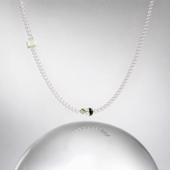 The Emerald Phantom Bracelet - Tri-Wire Architecture detail with clear quartz and green phantom accents, BE.