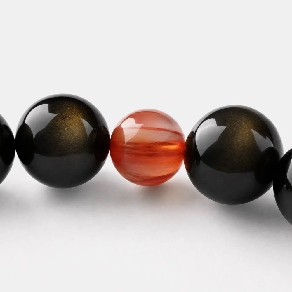 The Gold Sheen Obsidian & Hematoid Strand Bracelet — Iron, PDP close-up detail image 1.