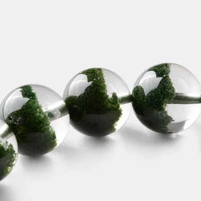 Green Phantom Landscape Bracelet close-up — landscape-like green phantom layers in clear quartz, BE.