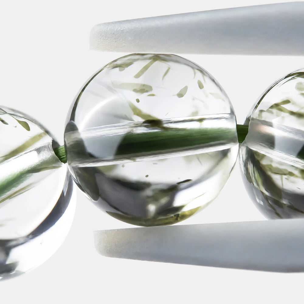 The Green Rutilated Quartz Bracelet — Mineral Suspension, PDP close-up detail image 2.