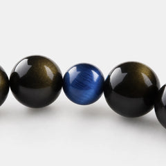 The Gold Sheen Obsidian & Kyanite Strand Bracelet — Cyan, PDP close-up detail image 1.