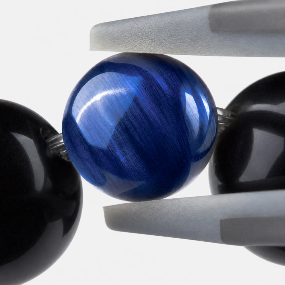 The Gold Sheen Obsidian & Kyanite Strand Bracelet — Cyan, PDP close-up detail image 2.